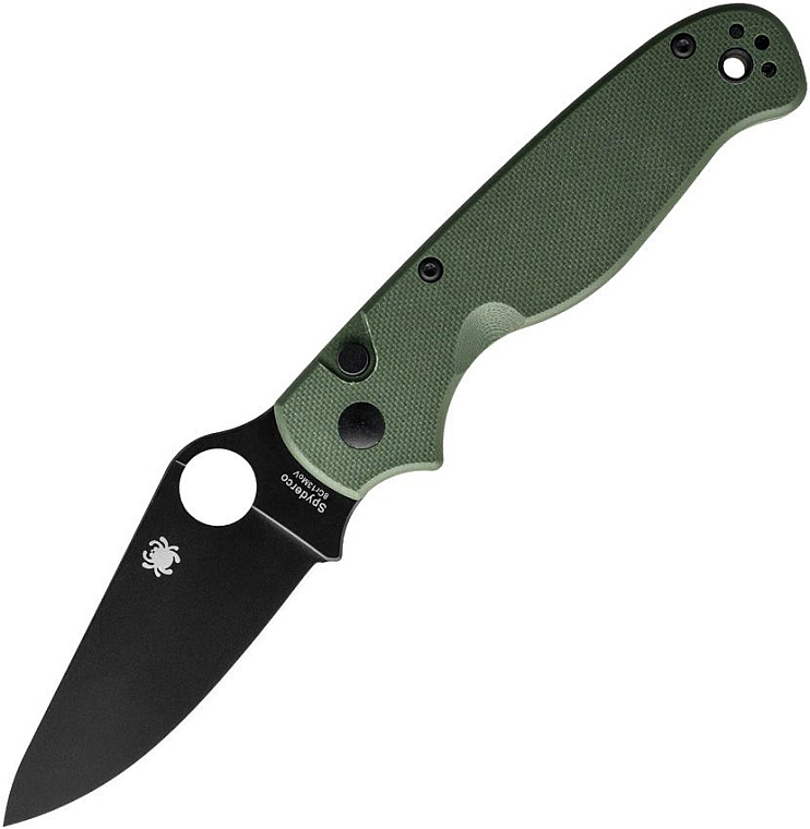 Spyderco ButtonUP Green G10 and Black Blade