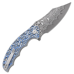 Civivi Pentad Damascus Blue/White Vortex Micarta