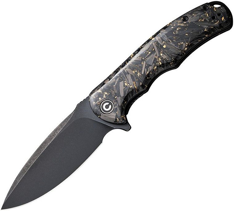 Civivi Praxis Shreded Carbon/Gold in Clear Resin Handle