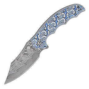Civivi Pentad Damascus Blue/White Vortex Micarta