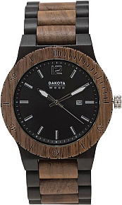 Dakota Watch Ebony/Wallnut Hodinky vyrobené z ebenového a ořechového dřeva