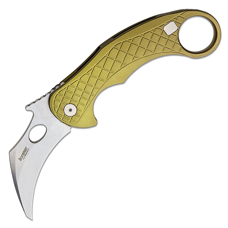 LionSTEEL LE1 A GS Karambit Green Handle Stonewash Blade