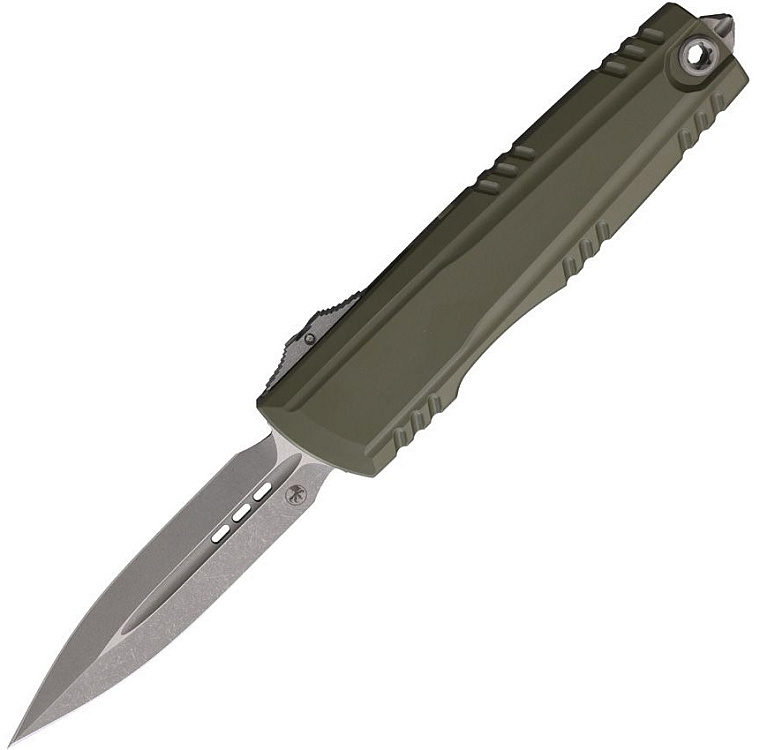 Microtech Luminary ZBP D/E Signature Series Moss Green and Tritium Button