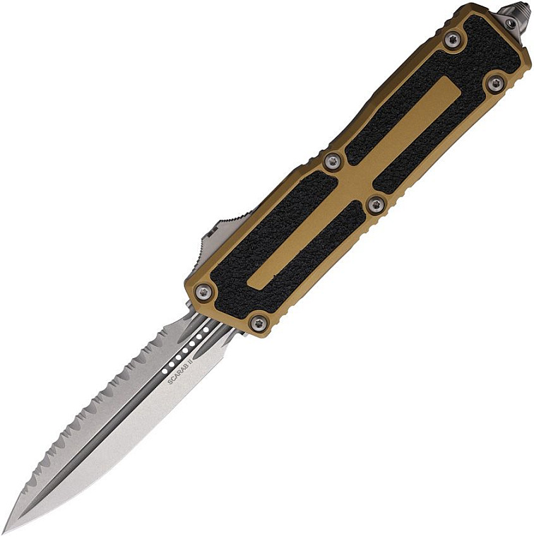Microtech Scarab II D/E Gen. III TAN Stonewash Full Serrated
