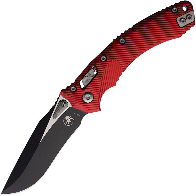 Microtech Amphibian RAM-LOK Fluted Red Handle Black Blade