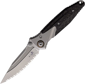 Microtech Socom Bravo Mini Full Serrated Carbon Scales