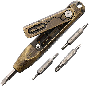 Oknife Otacle D1 Cracked Brass Pocket Screwdriver