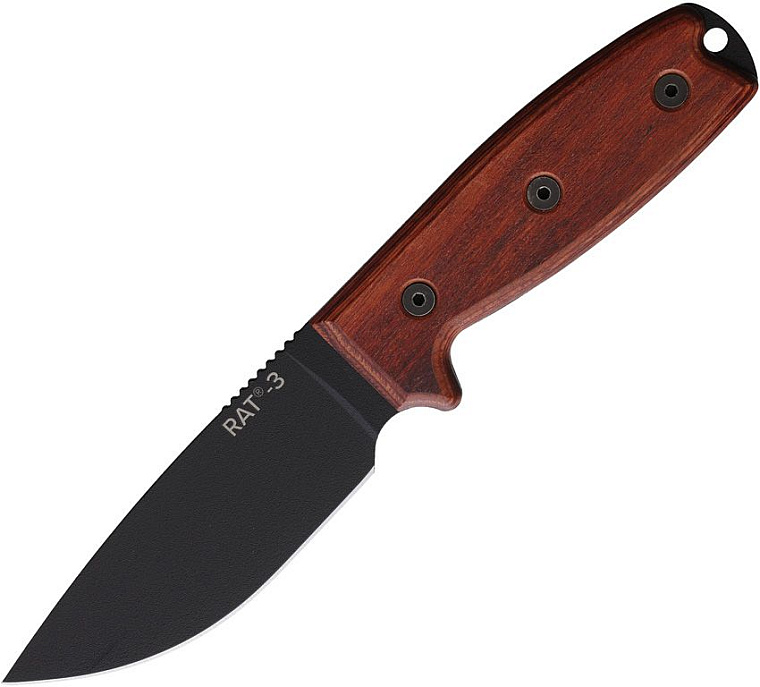 Ontario RAT-3 Wooden Handle Black Blade