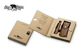 Old Bear Italy dárkový set nože Classico Wallnut M a koženého pouzdra