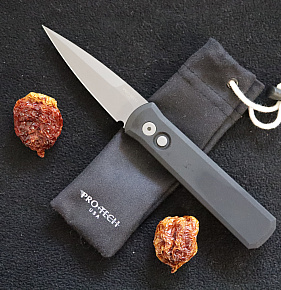 Pro-Tech Godson Solid Black Handle Bead Blast Blade