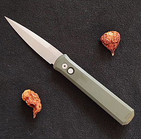 Pro-Tech Godfather Green Bead Blast Plain Blade