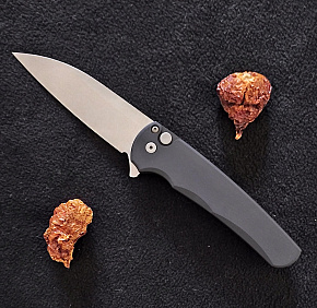 Pro-Tech Malibu Flipper Black Handle Stonewash Magnacut Wharncliffe Blade