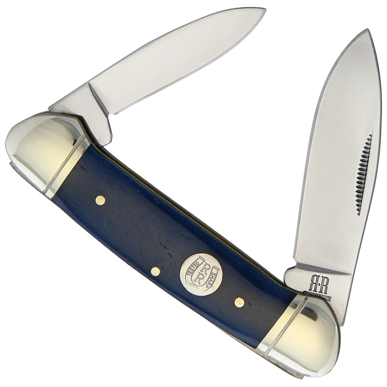 Rough Ryder Blue Smooth Bone Canoe Double Blade Folder