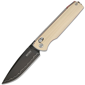 SRM Terrier Laminated Blade White/Red G10 Handle