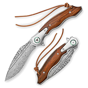 Trivisa Lepus-01 Damascus Blade Desert Ironwood Handle