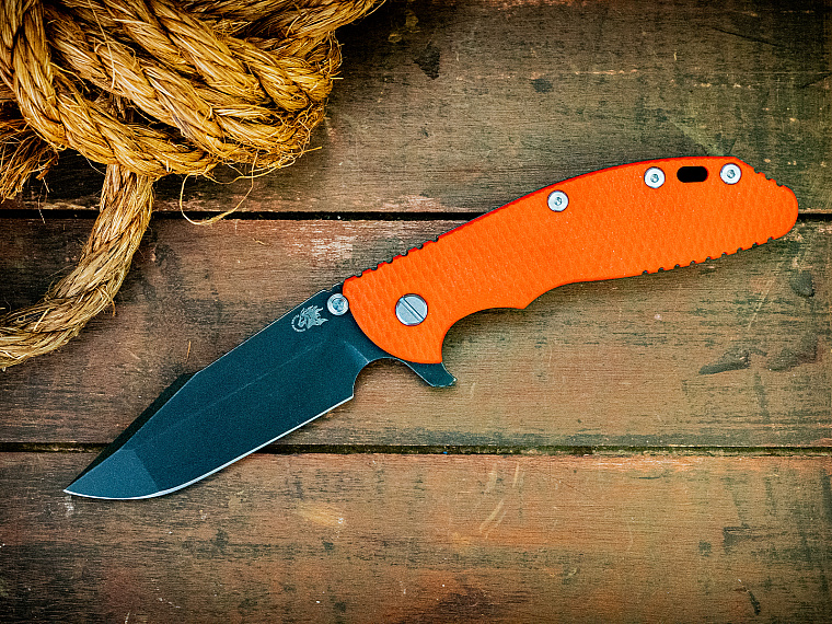 Rick Hinderer XM-24 4" Harpoon Spanto Tri-Way Battle Black and Orange
