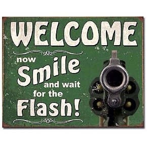 Tin Sign Smile For Flash - kovová tabule