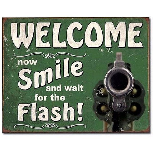 Tin Sign Smile For Flash - kovová tabule