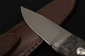 Maserin Small Damascus Fixed Blade Black Carbon Knife
