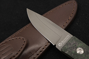 Maserin Small Damascus Fixed Blade Green Carbon Knife