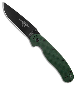 Ontario RAT-1 Dark Green CPM-S35VN Black Blade