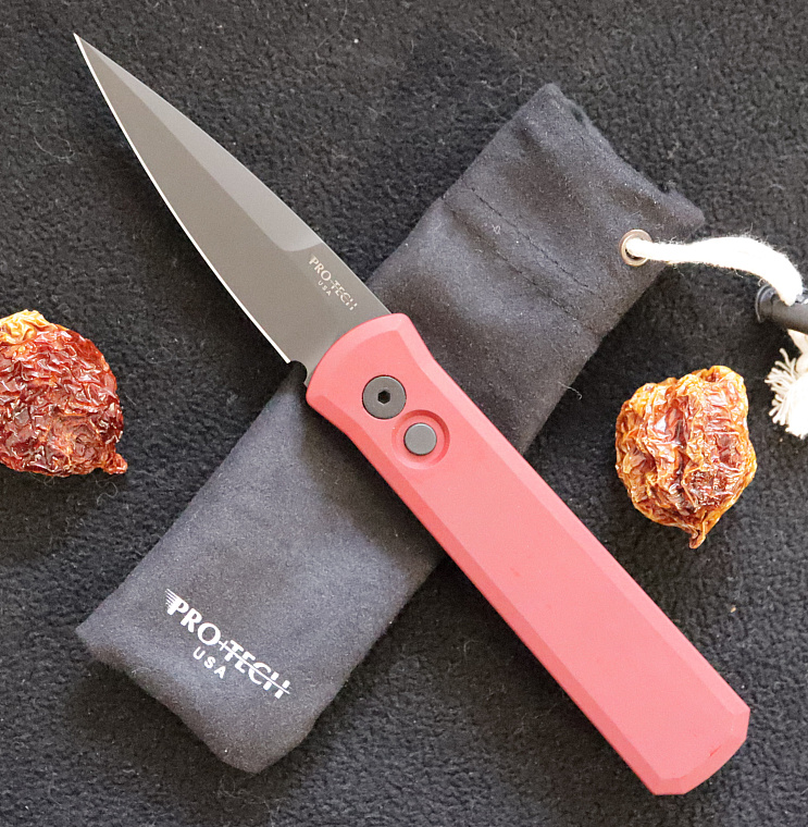 Pro-Tech Godson Red Handle DLC Blade