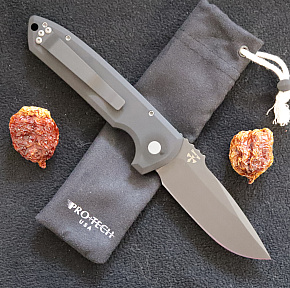 Pro-Tech Rockeye Auto Black Handle Smoky Grey DLC Blade