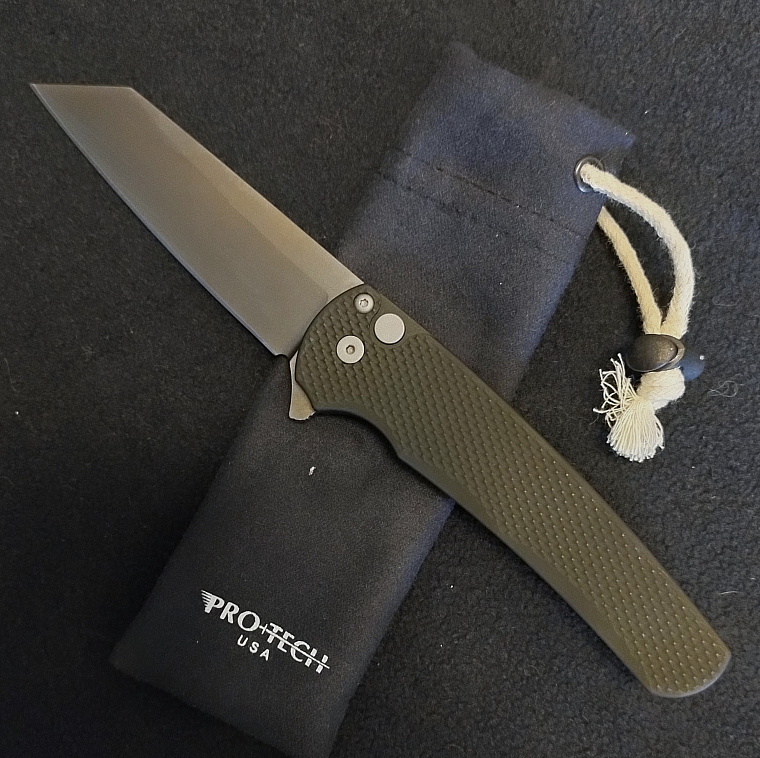 Pro-Tech Malibu Green Textured Aluminium DLC MagnaCut Reverse Tanto