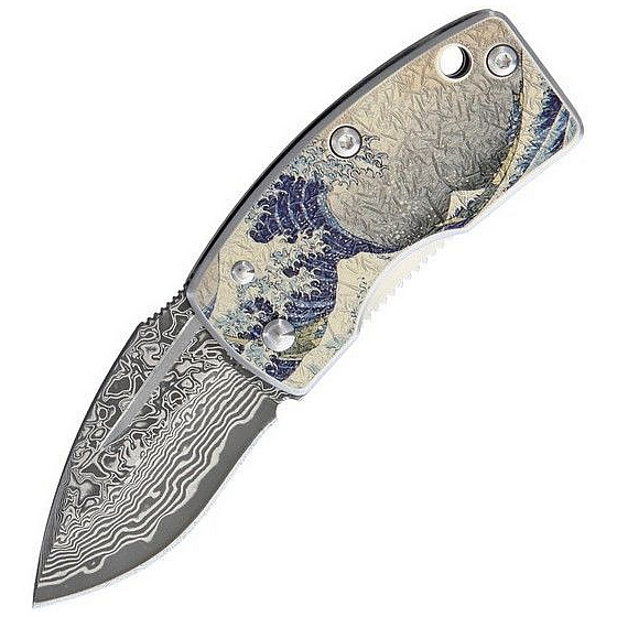 G. Sakai Ukimon Money Clip Damascus Blue Wave