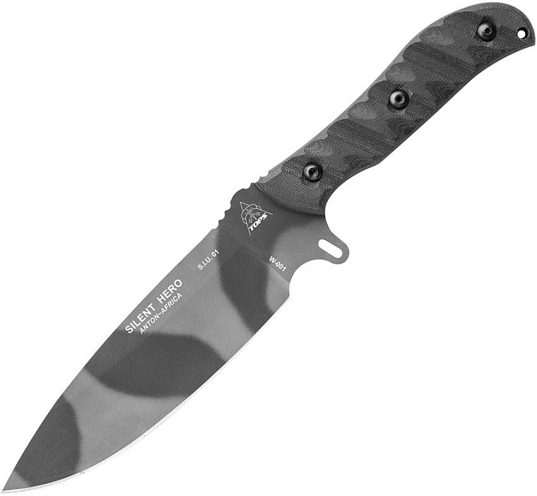 TOPS Knives Silent Hero Sniper Grey RMT Camo Leather Sheat