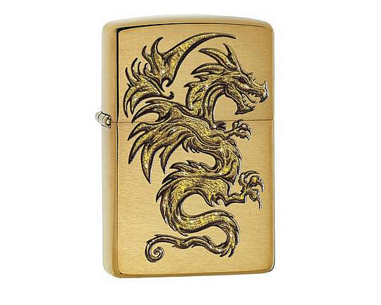 Zippo Dragon Brushed Brass and Gold Image