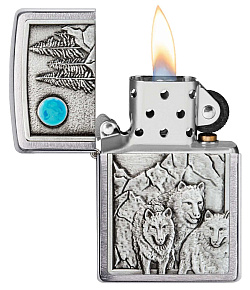 Zippo Wolf Pack & Moon Emblem Lighter