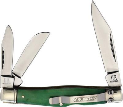 Rough Ryder Stockman Green Three Blades