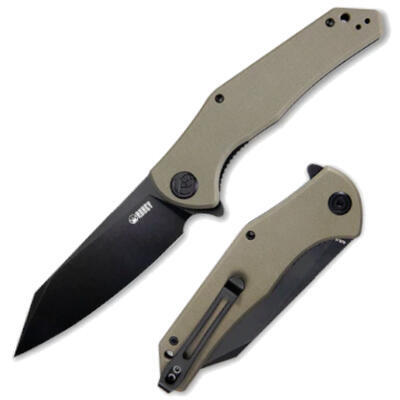 Kubey Flash Tan Handle Black Blade Linerlock - 1