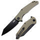 Kubey Flash Tan Handle Black Blade Linerlock - 1/2