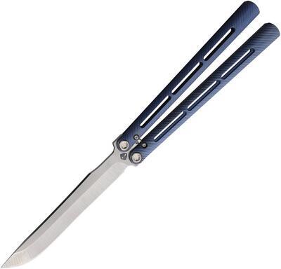 Medford Viceroy Balisong Blue Tumbled Drop Point - 1