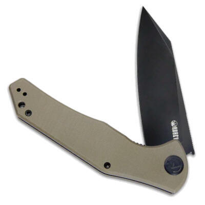 Kubey Flash Tan Handle Black Blade Linerlock - 2