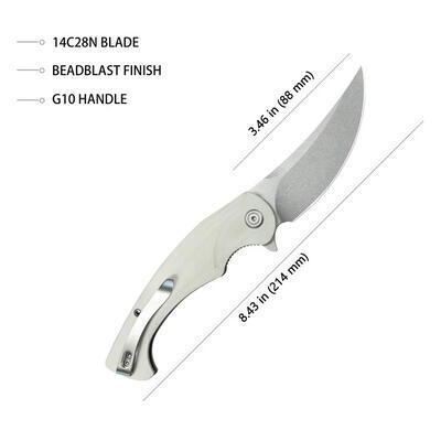 Kubey Scimitar White Linerlock - 4