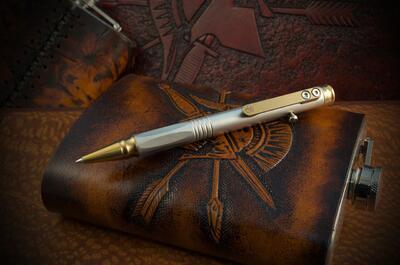 Spartan Blades Pen Graphite Titanium Bronze Hardware - 4